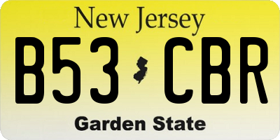 NJ license plate B53CBR