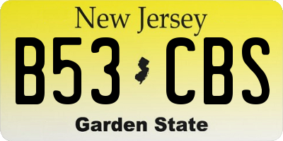 NJ license plate B53CBS