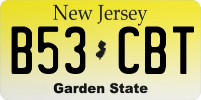 NJ license plate B53CBT