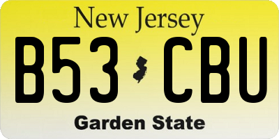 NJ license plate B53CBU