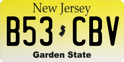 NJ license plate B53CBV