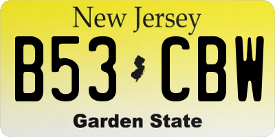 NJ license plate B53CBW