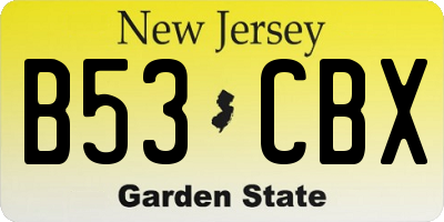 NJ license plate B53CBX