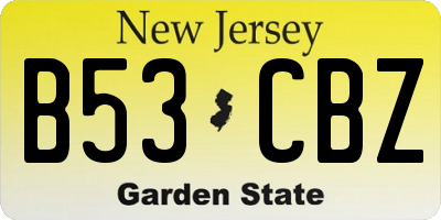 NJ license plate B53CBZ