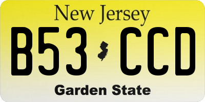 NJ license plate B53CCD