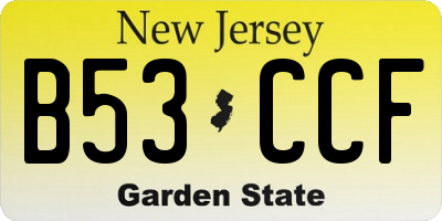 NJ license plate B53CCF