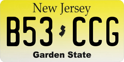 NJ license plate B53CCG