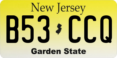 NJ license plate B53CCQ