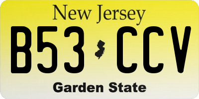 NJ license plate B53CCV