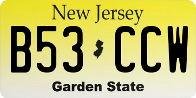 NJ license plate B53CCW