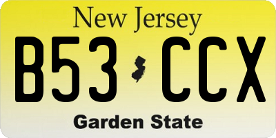 NJ license plate B53CCX