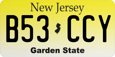 NJ license plate B53CCY