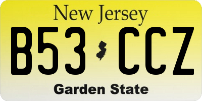 NJ license plate B53CCZ