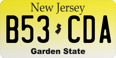 NJ license plate B53CDA