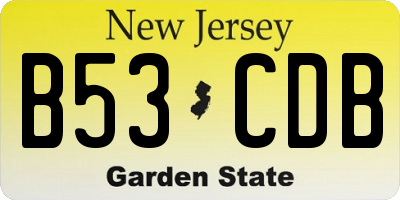 NJ license plate B53CDB