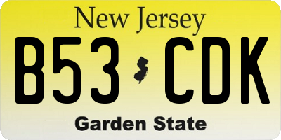 NJ license plate B53CDK