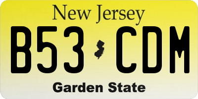 NJ license plate B53CDM