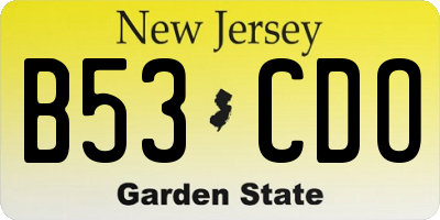 NJ license plate B53CDO