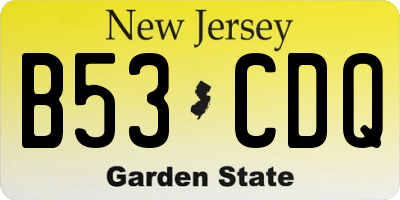 NJ license plate B53CDQ