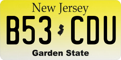 NJ license plate B53CDU