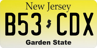NJ license plate B53CDX