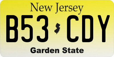 NJ license plate B53CDY