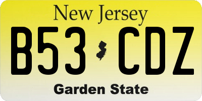 NJ license plate B53CDZ