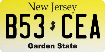 NJ license plate B53CEA