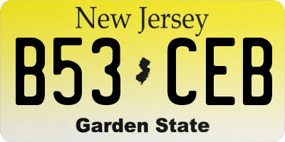 NJ license plate B53CEB