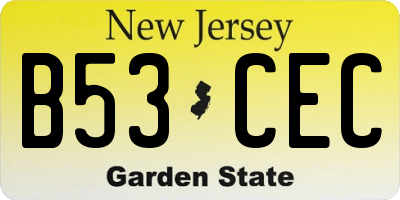 NJ license plate B53CEC