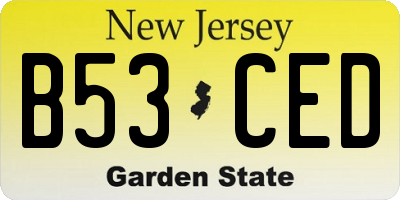 NJ license plate B53CED