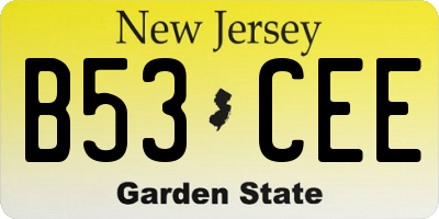 NJ license plate B53CEE