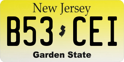 NJ license plate B53CEI