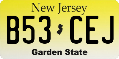 NJ license plate B53CEJ