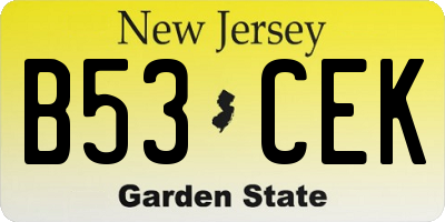 NJ license plate B53CEK
