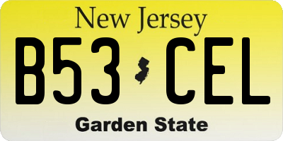 NJ license plate B53CEL
