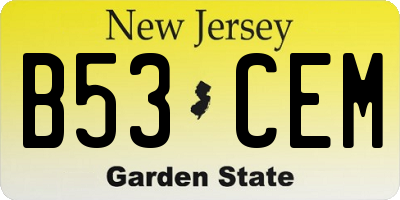 NJ license plate B53CEM