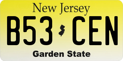 NJ license plate B53CEN