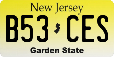 NJ license plate B53CES