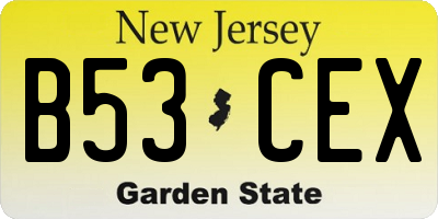 NJ license plate B53CEX