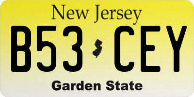 NJ license plate B53CEY