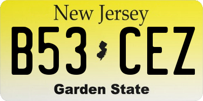 NJ license plate B53CEZ