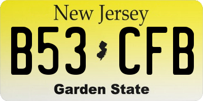 NJ license plate B53CFB