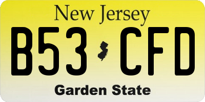 NJ license plate B53CFD