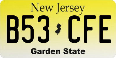 NJ license plate B53CFE