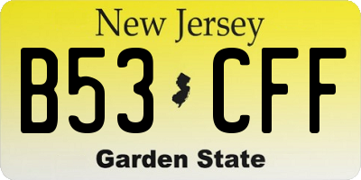 NJ license plate B53CFF