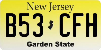 NJ license plate B53CFH