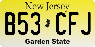 NJ license plate B53CFJ