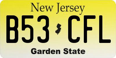 NJ license plate B53CFL