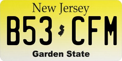 NJ license plate B53CFM